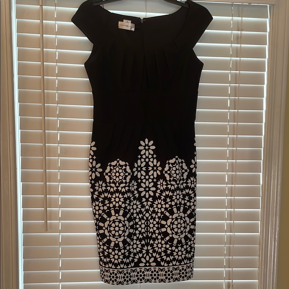 Black and White Floral Detailed Dress